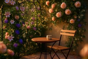 vibrant flowering vines patio