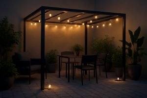 sleek metal pergola elegance