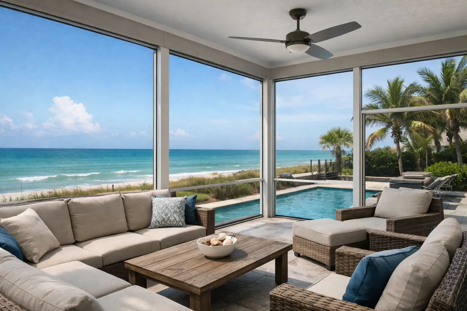 Coastal Screen Room Design Built for Gulf Weather